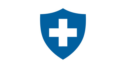 Blue shield graphic with a white cross, symbolizing health protection. © Muflif