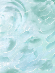 Obraz premium Green wave abstract impressionist wall art in watercolor and acrylic mix. Modern oil painting on canvas for posters, home decor, invitations, web design, and printable art.