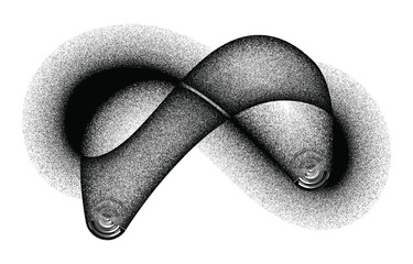 Abstract mobius loop with grainy halftone and infinite energy flow, cyclic chaos.
