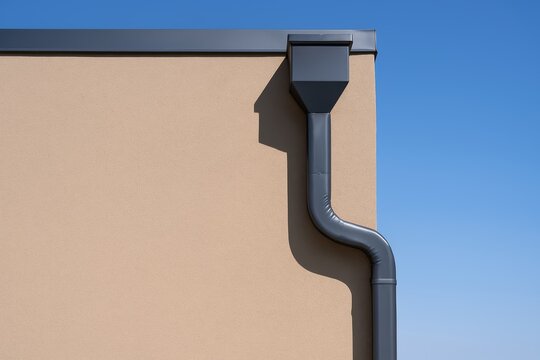 Gunmetal scupper and downspout on modern building