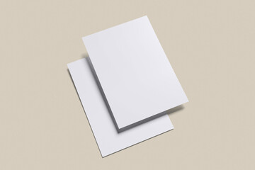 White or blank A4 flyer with yellow background for mockup template