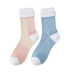Mismatched pair of colorful cotton socks