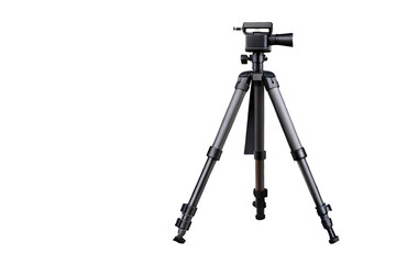 Camera tripod isolated on transparent background for photography, videography, or creative studio design projects.