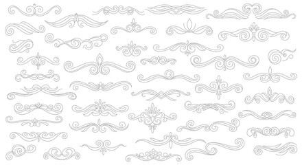 Collection of decorative swirls and flourishes in a variety of intricate designs.