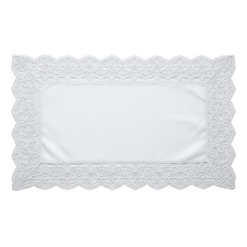 White placemat with ornate lace border