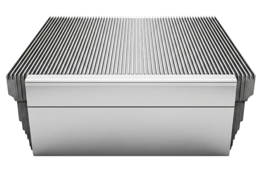 Large passive aluminum heatsink for cooling electronic components isolated on a transparent background