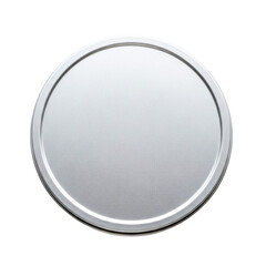 Round silver metal tin lid top view