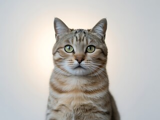 Obraz premium Portrait of a cute cat isolated on white background looking at the camera