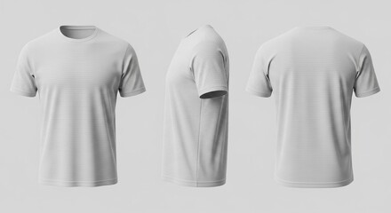White T-Shirt Mockup Front, Side, and Back Views