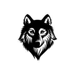 Fierce black wolf standing with mouth open and teeth showing