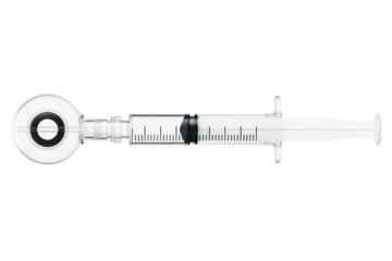 Prefilled intraocular lens injector syringe for eye surgery isolated on a transparent background