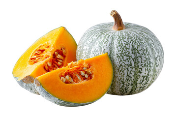 Fresh sliced pumpkin with vibrant orange flesh