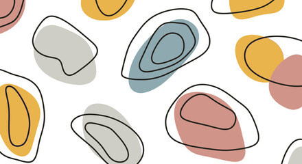 Abstract shapes with modern colors and lines create stylish design elements for multiple uses