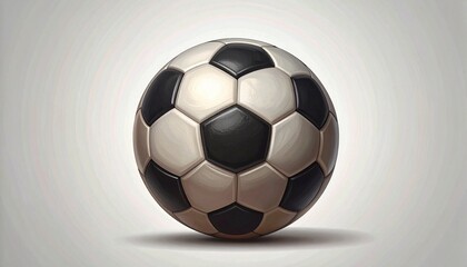Vintage style of classic black and white soccer ball illustration with realistic shading and texture