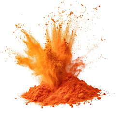 Bright orange Holi paint color powder festival explosion burst isolated on white background image png colorful festival powder burst png vivid Holi celebration png dynamic color explosion png