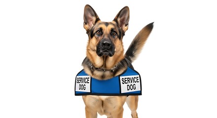 Obraz premium German shepherd service dog wearing blue vest