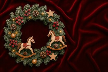 Fototapeta premium christmas decoration on red background