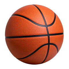 Orange textured basketball on a transparent field on transparent background