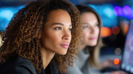 Diverse team monitoring radar screens in control room for security and surveillance applications