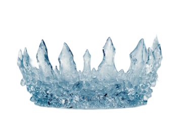 Frozen icy tiara with crystal-like texture isolated on transparent background