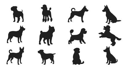 Stylish dog silhouette collection, perfect for pet businesses seeking a modern brand image and creative marketing materials
