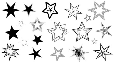 Trendy star shapes for modern graphic design projects, create awesome posters and branding with these elements