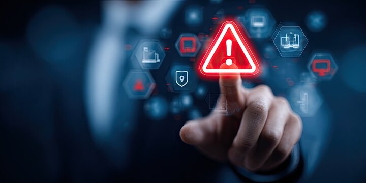 Business person interacting with a digital alert system - Powered by Adobe