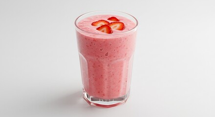 Smoothie fraise rose delicieux lumiere douce. AI Generated