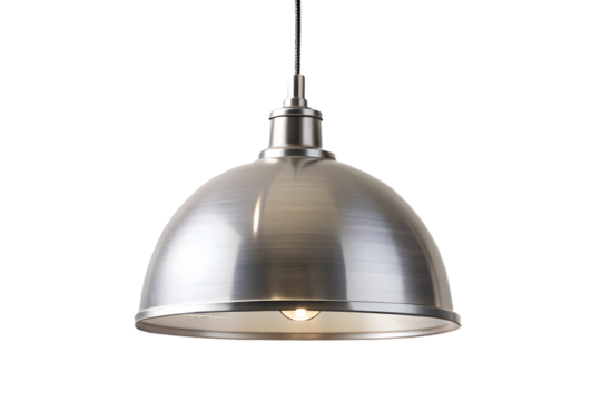 Silver ceiling lamp isolated on transparent background perfect for interior lighting, modern decor, and design projects.