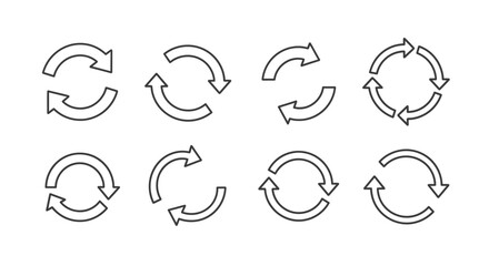 Dynamic circular arrow icons represent refresh, repeat, and process cycles for modern business concepts
