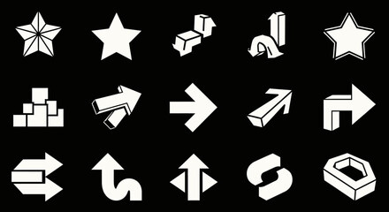 Modern graphic symbols and directional arrows create a dynamic visual language for innovative design projects