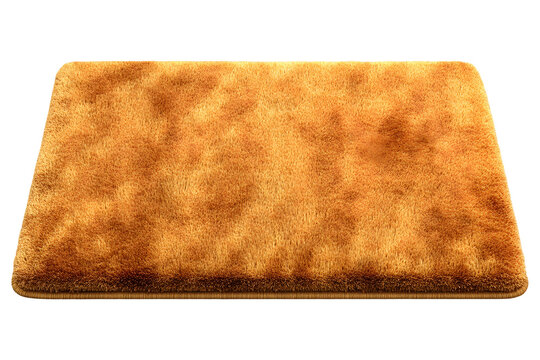 Luxurious golden brown shaggy carpet on a transparent background evokes comfort