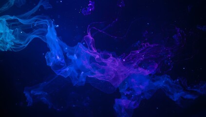 Cosmic Blue and Purple Ink Swirls Background