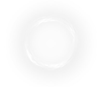 White smoke ring PNG, soft mist swirl with circular cloud form. Transparent Overlay of vapour diffusion and fluffy halo loop, abstract dreamy fog frame for atmospheric design.