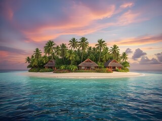 tropical paradise island surrounded by ocean