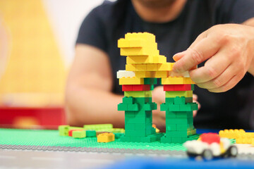 Fototapeta premium Colorful LEGO building activity