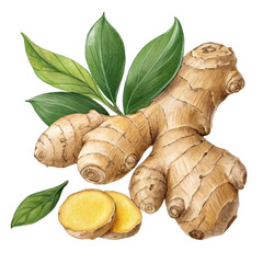 Ginger root isolated on transparent background png ginger plant close-up png fresh ginger spice png raw ginger root png healthy ingredient png ginger herb png culinary ingredient png