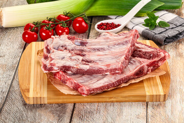 Raw pork ribs for cooking