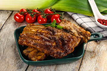 Tasty roasted pork ribs with spices
