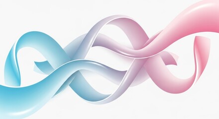 Fototapeta premium Intertwined, flowing ribbons in soft pastel blue and pink create a dynamic, abstract design.