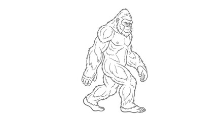 Powerful Bigfoot creature walking confidently, a legendary cryptid explored in folklore and mystery
