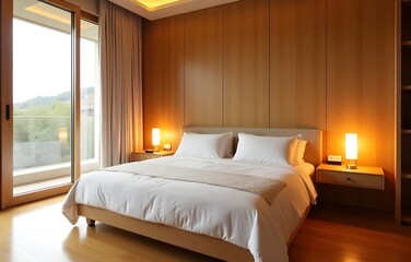 Modern Bedroom Interior with King Size Bed