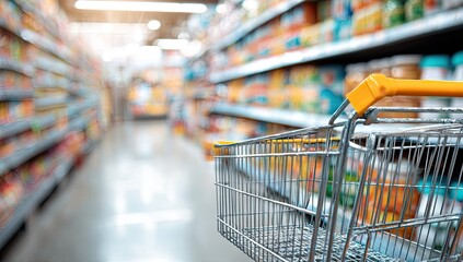 Supermarket aisle with shopping cart (1)
