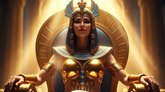 Majestic Egyptian Queen on Golden Throne