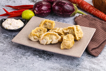 Steamed Nepali Momo stuffed dumplings