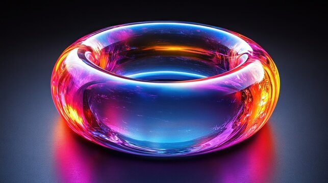 Vibrant Glass Torus Abstract Art Design