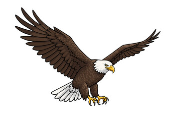 Obraz premium Cartoon Bald Eagle Flying with Spread Wings png, isolated on transparent background
