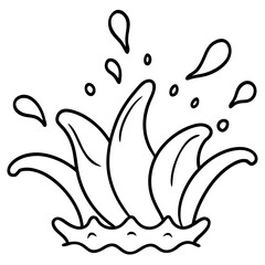 Water Splashing Line Art Colouring Page