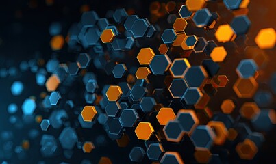 Abstract geometric background of floating hexagons