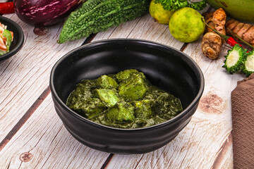 Indian cuisine - Palak paneer cheese with spinach